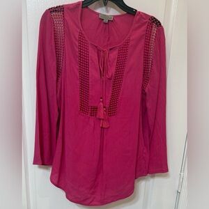 Joseph  A. Women's Pink Blouse with Tassel Detail Long sleeve Size: S . Used